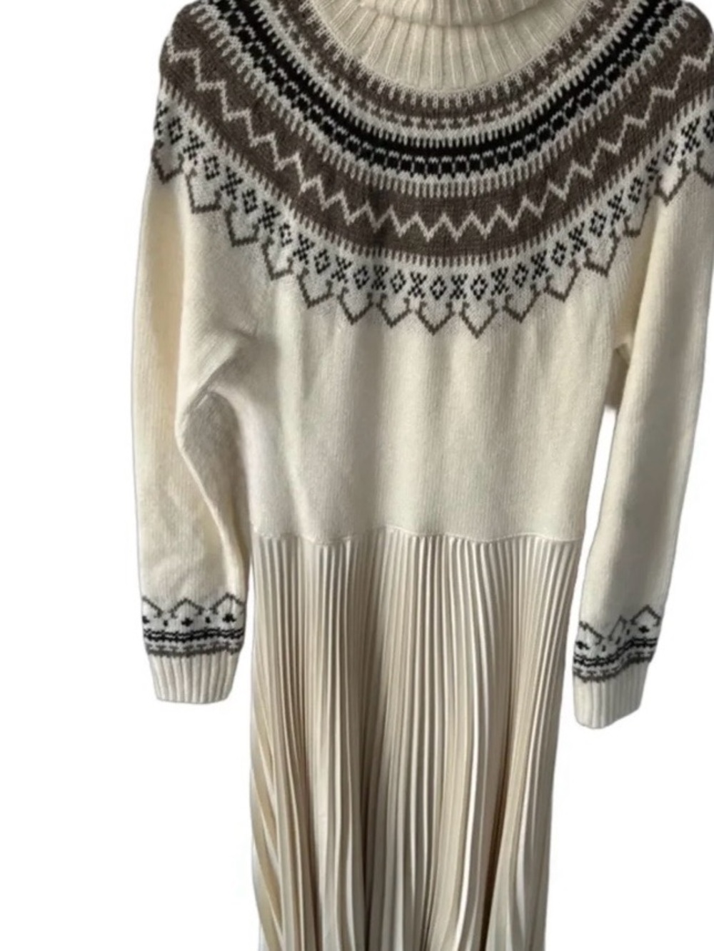 Polo by Ralph Lauren Cream Fair Isle Turtleneck Maxi Dress - Picture 3 of 6